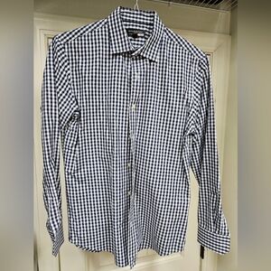 Men's S Banana Republic Navy and White Checkered Shirt